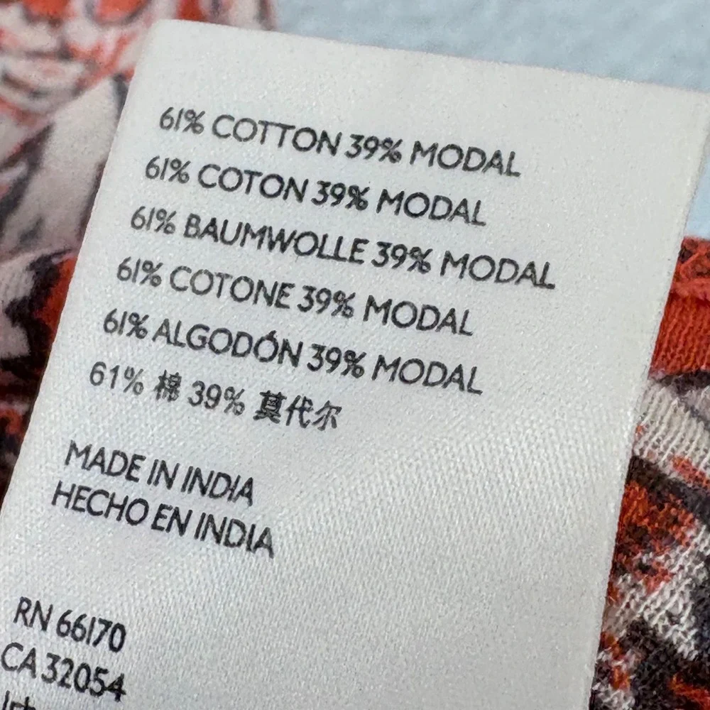 Free People Say The Word Ruched Front Floral‎ Long Sleeve Top Ruby Orange XL